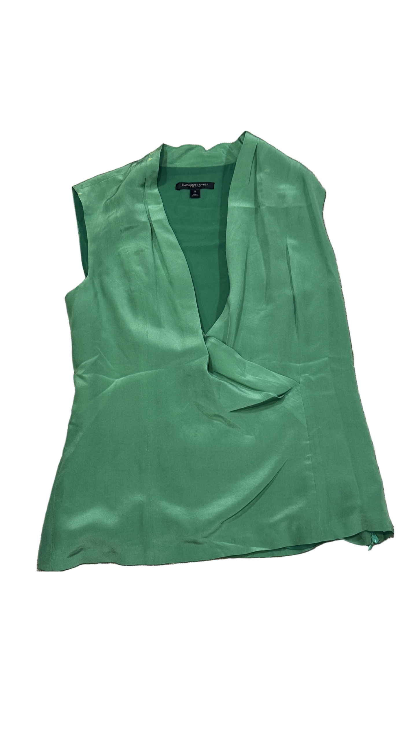 Classiques Entier Emerald Silk Drape Blouse — Size L