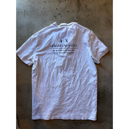 Armani Exchange White Quarter-Zip Polo (M)