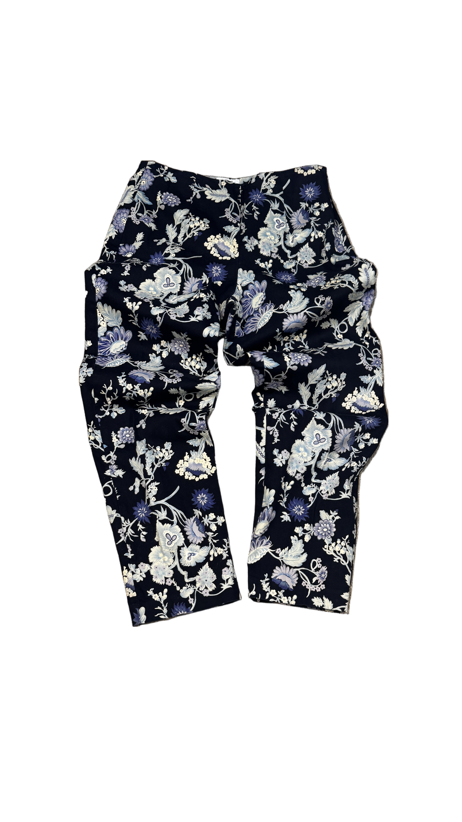 Floral-patterned pants on a white background