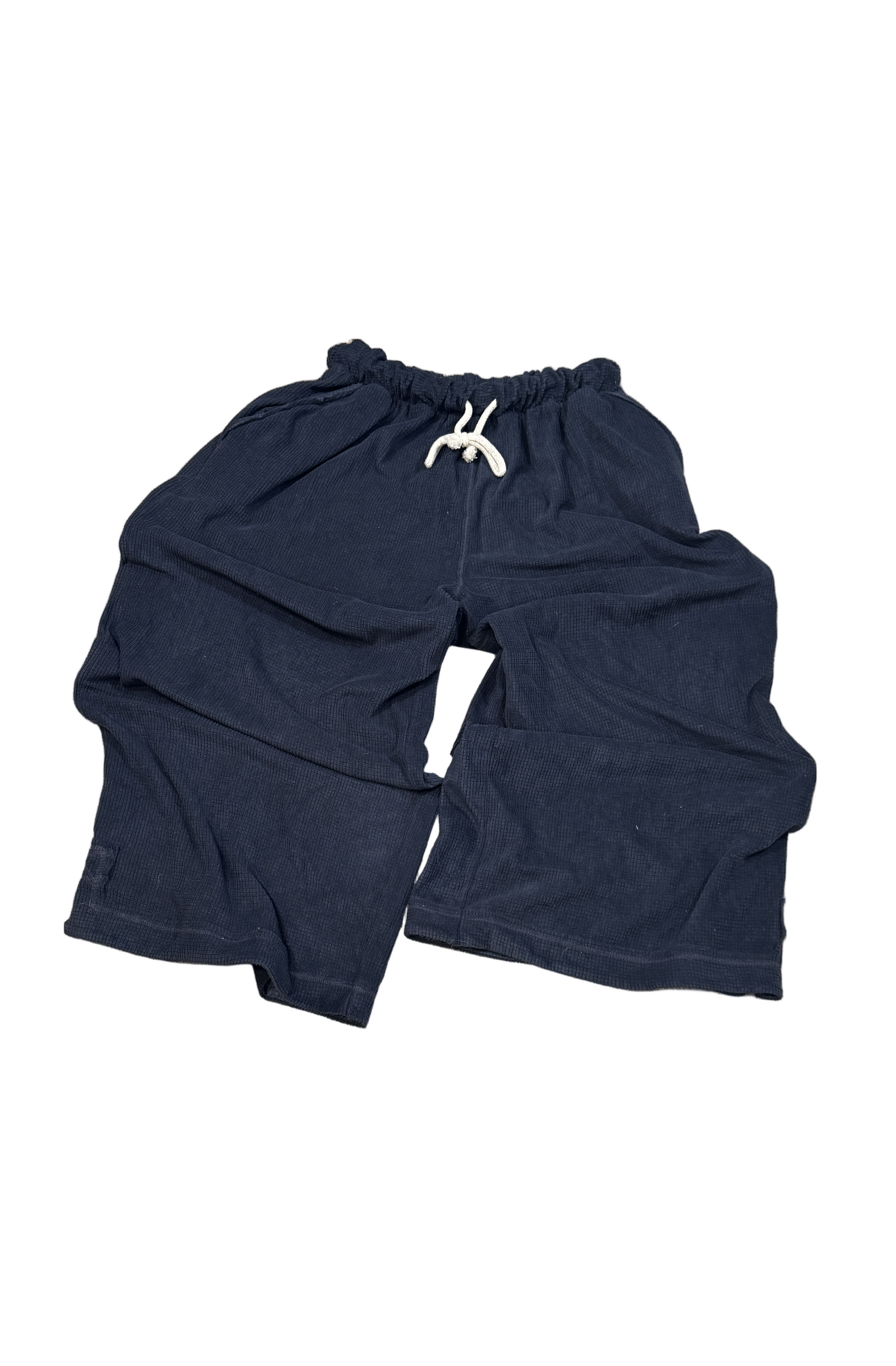 Free People Intimately Wait A Minute Wide-Leg Lounge Pants Navy Heather Combo Size Medium – cotton waffle knit wide-leg pull-on loungewear pants.