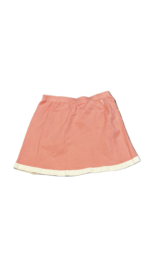 Coral Nike Saddlebrook Resort active skirt with cream trim and elastic waistband, women’s size small, flat lay view