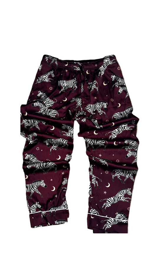 Averie Zebra Print Satin Pants — Size S