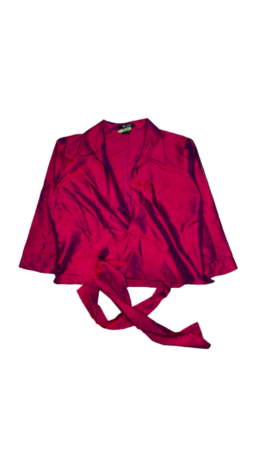 Karen Kane Lifestyle Satin Wrap Blouse - Size M